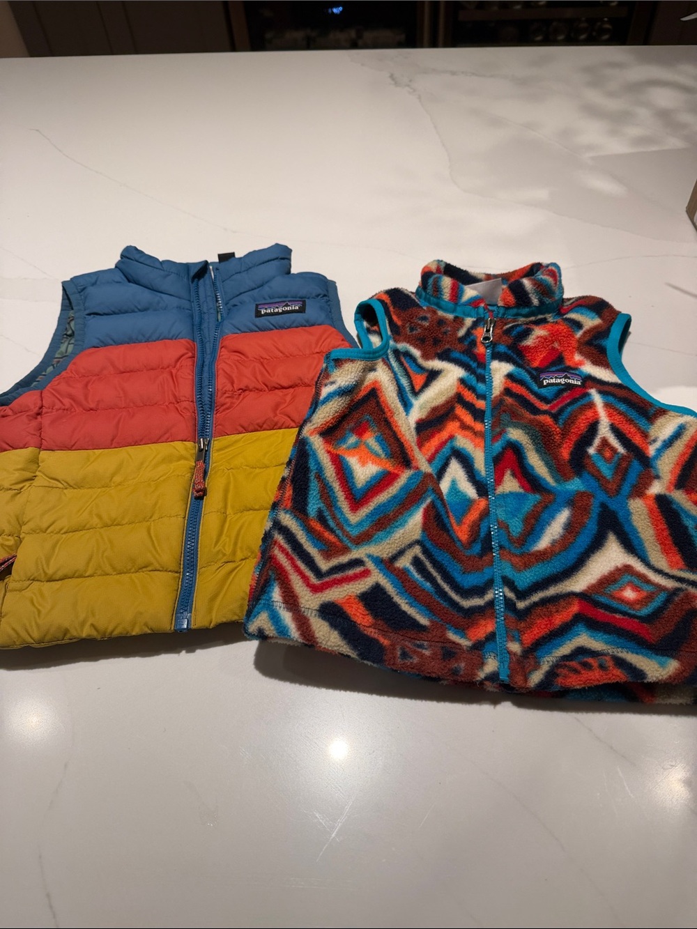 Patagonia Kids' Colorblock & Patterned Fleece and down Vest Set - Multicolor